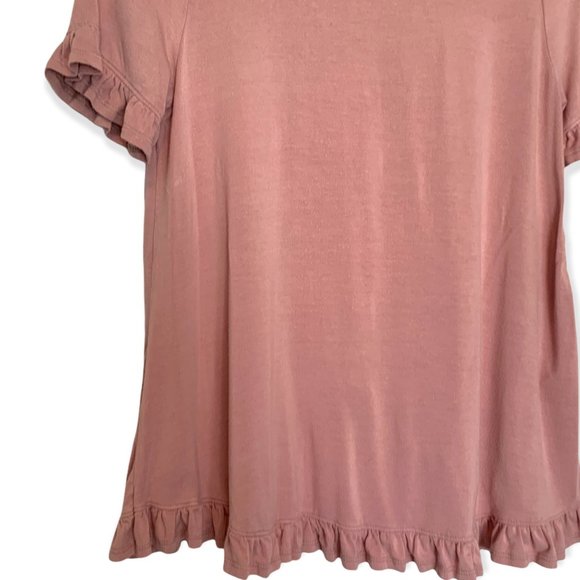 ALTAR'D STATE Dusty Light Pink SUPER SOFT Short Sleeve Ruffle Shirt-Size Small - Picture 8 of 8